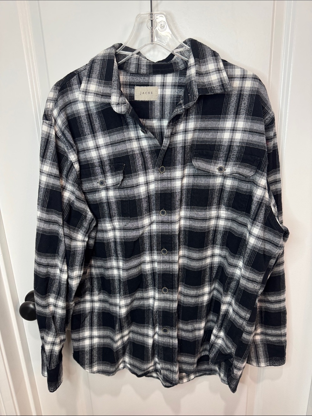 Jachs Black & White Plaid Long-Sleeve Button-Down Shirt